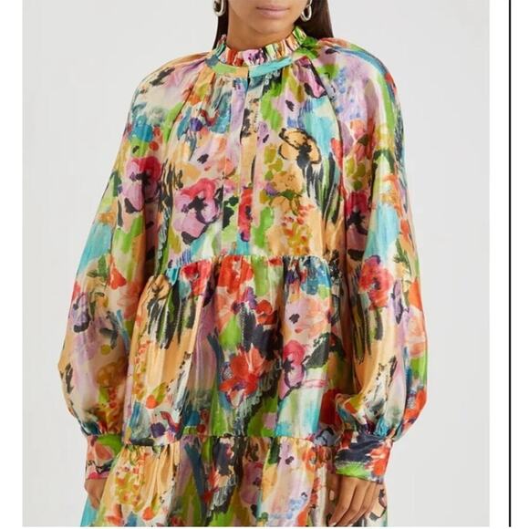 Stine Goya Jasmine Tiered Printed Lamé Mini Dress - Picture 2 of 11